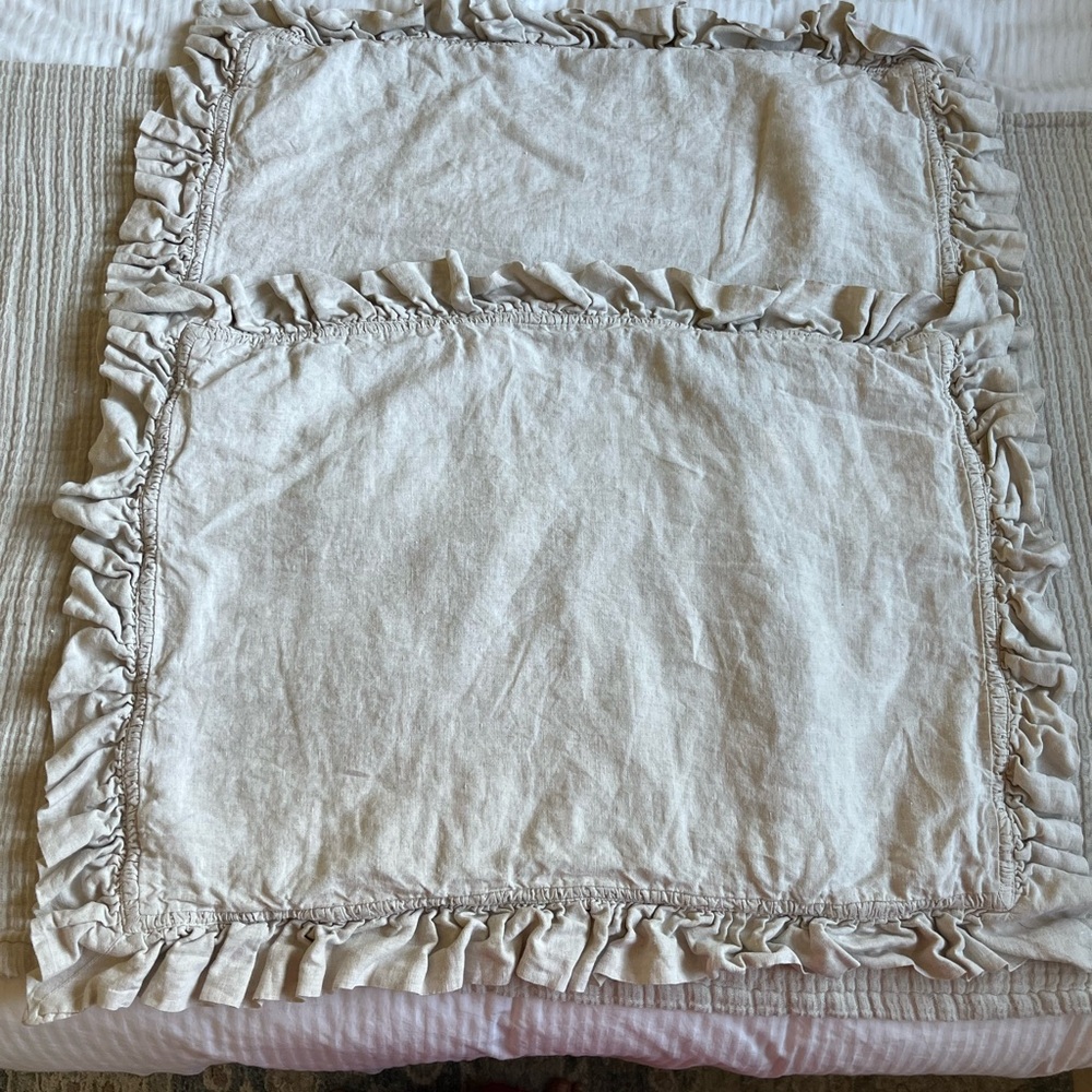Pottery Barn Flax Linen Standard Pillow Shams (2)